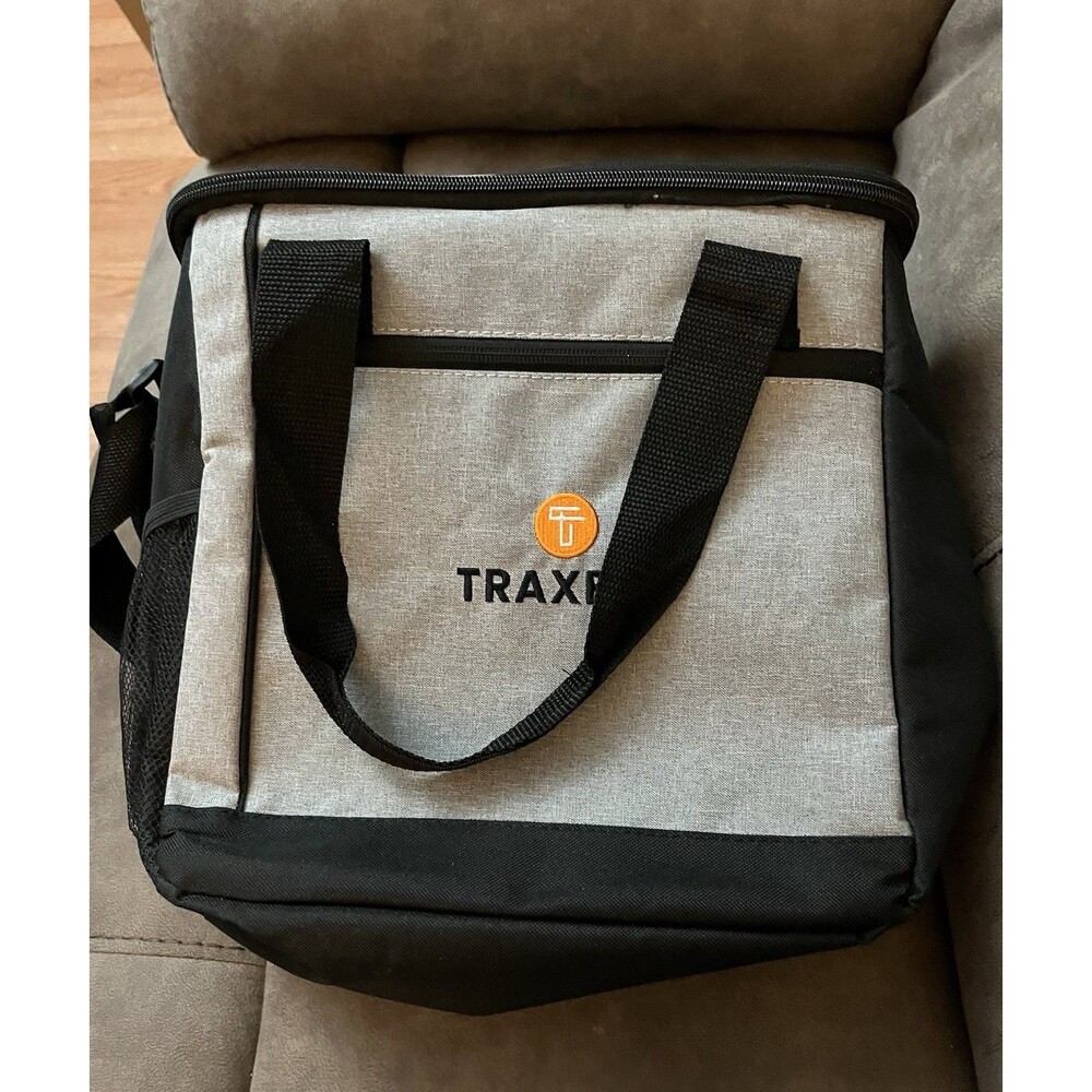 Black&Gray W/Shoulder Strap & Double Handles 12x11 1/2 x 6 Cooler Traxero Promo